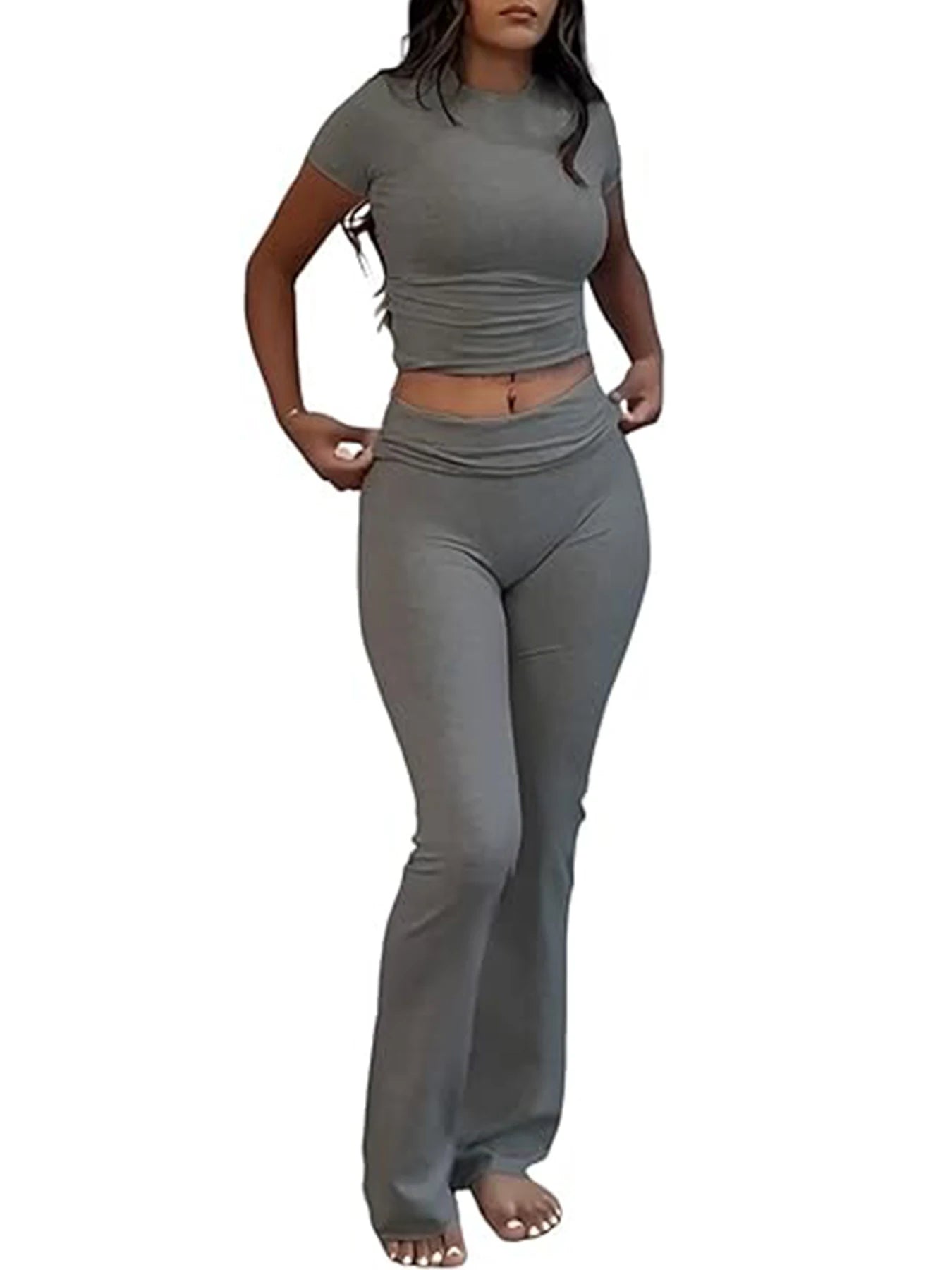 High Waist Flare Pants Tracksuit Set for Women by charnisha