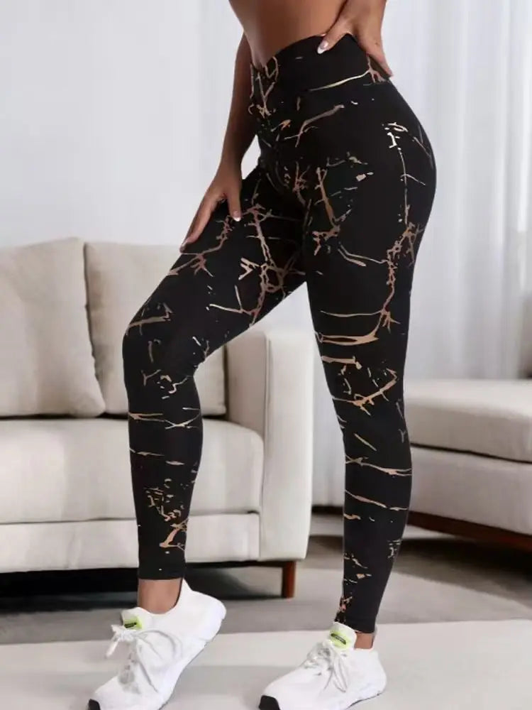 Gold-Stamped Cross-Waist Pants for Women by MALEY LifeStyle