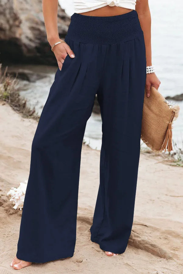 Women's Wide Leg Beach Pants with Drawstring for Summer
