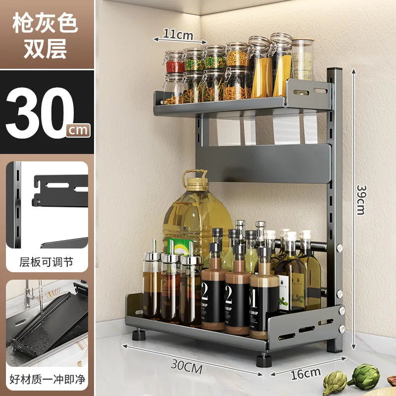 Adjustable Kitchen Countertop Organizer Rack in Steel