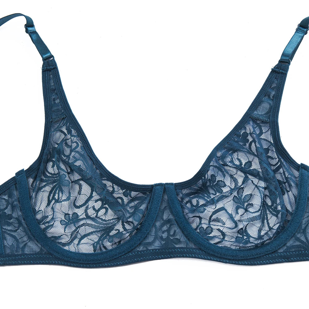 Elegant Plus Size Lace Underwire Bra with Embroidery