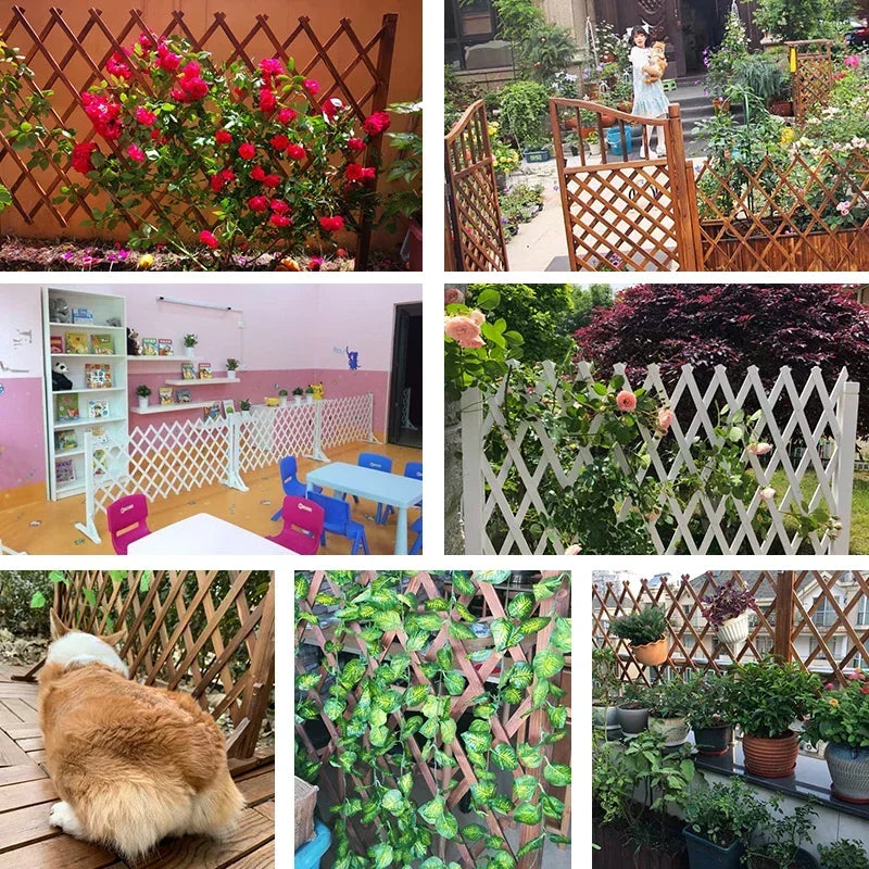 Expandable Spruce Wood Fence Indoor Outdoor Pet Barrier Garden Divider