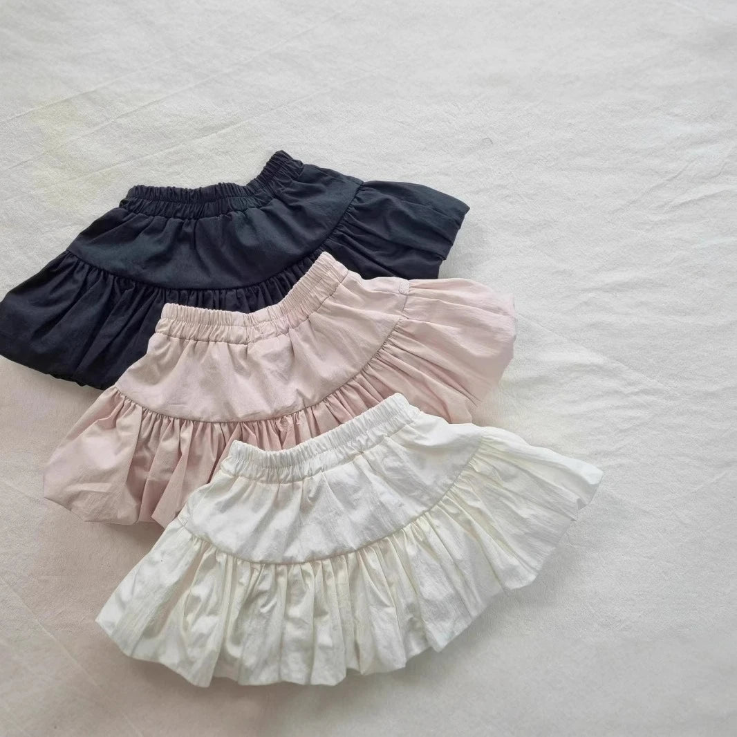 Korean Style Girls Mini Skirt with Ruffles for Summer