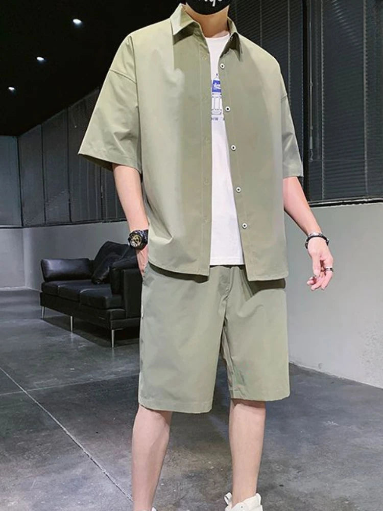 Men's Black Tracksuit Two-Piece Set for Summer Shopping