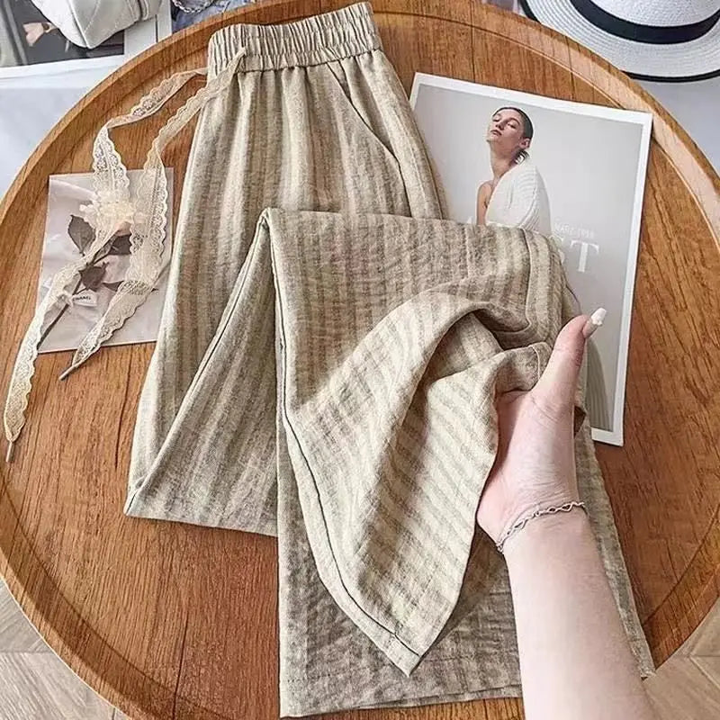Breathable Cotton Linen Wide-leg Pants for Women