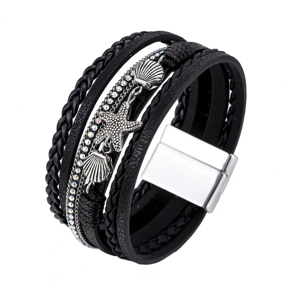 Multi-Layer Bohemian Faux Leather Braided Bracelet for Women