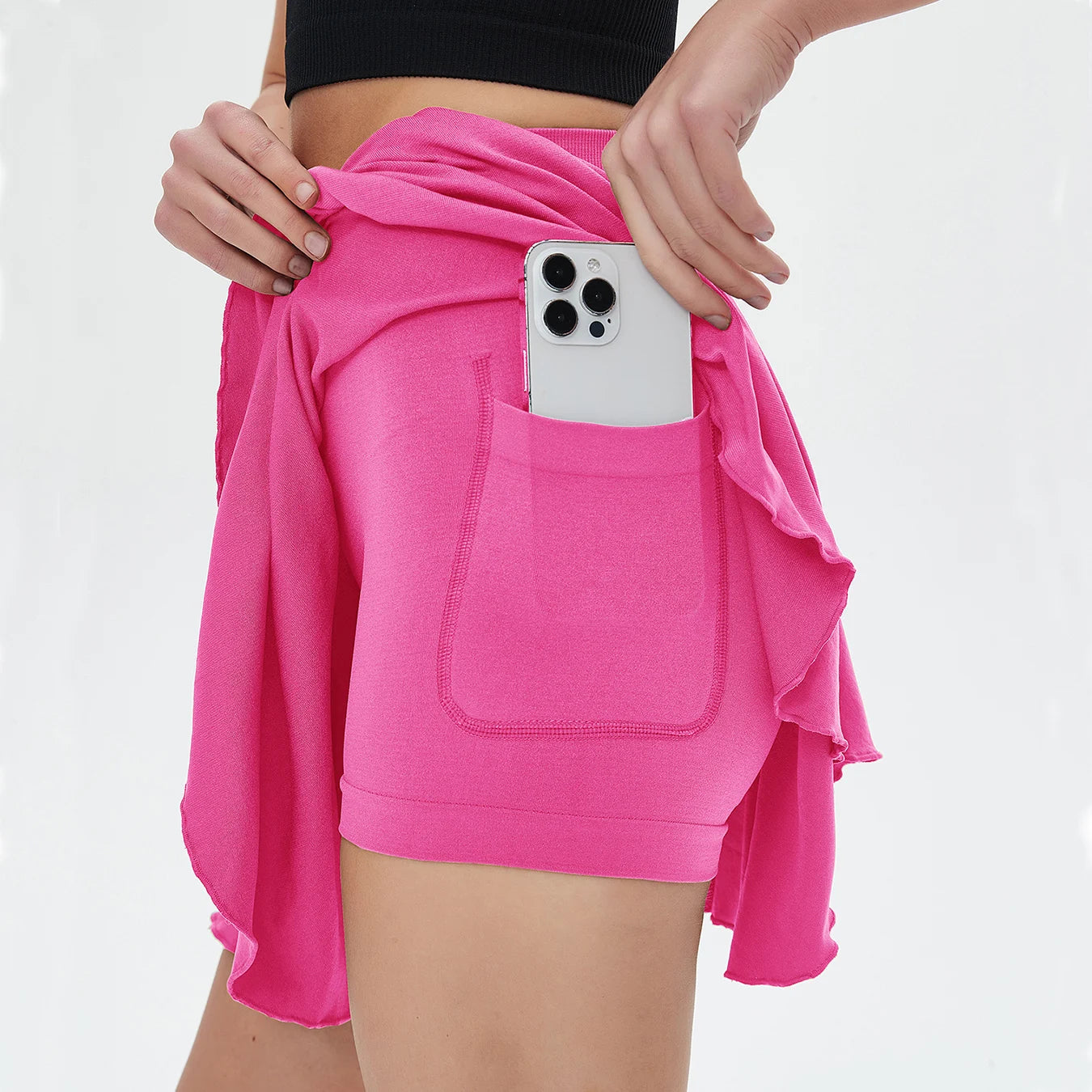 CZGUKE Women Tennis Skirt with Built-In Shorts in Nylon