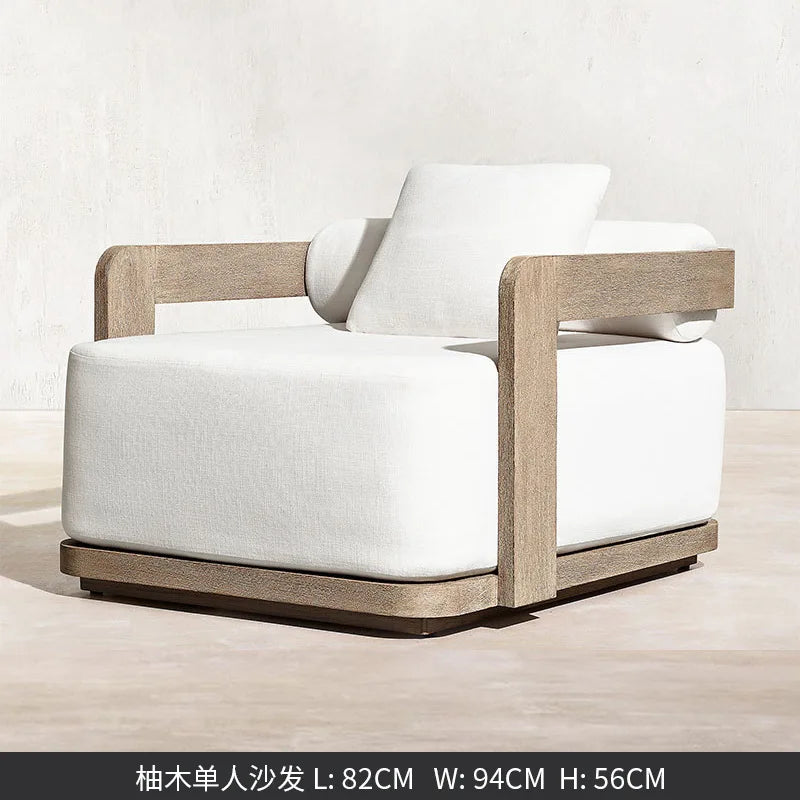 Teak Wood and Rattan Outdoor Sofa Set for Garden Living