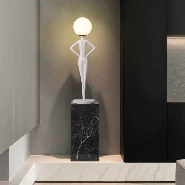 Modern Minimalist LED Floor Lamp in Black Resin for Hotels