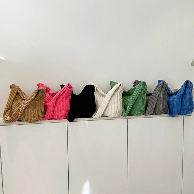 Corduroy Winter Tote Bag for Women Stylish Shoulder Bag