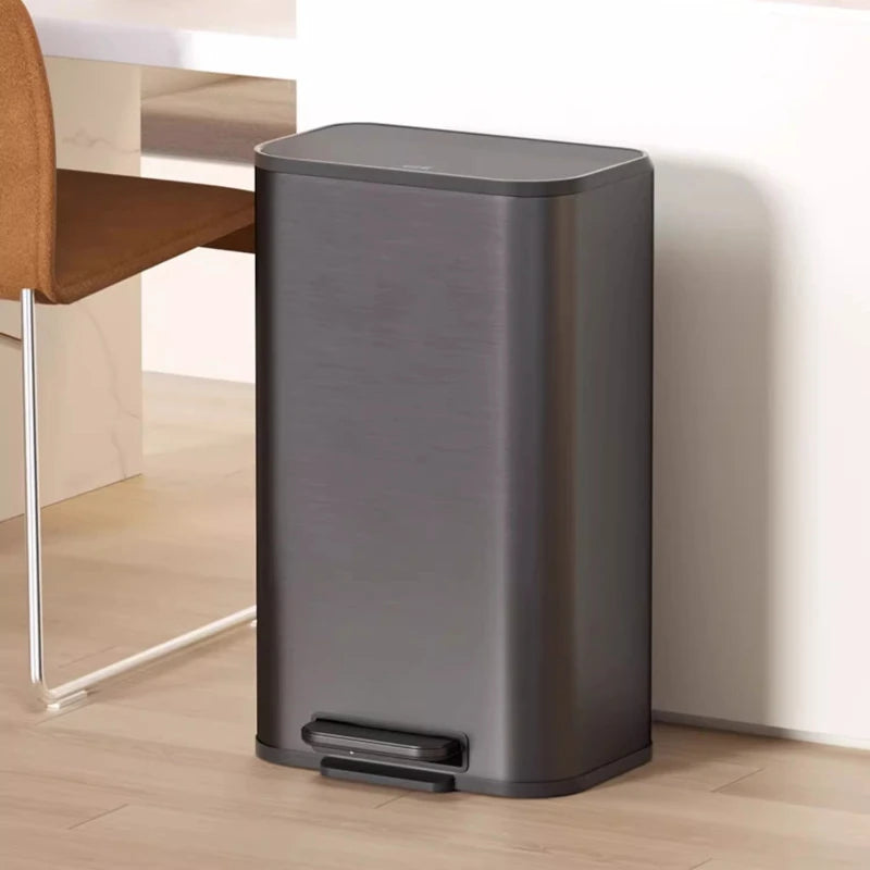 Large Capacity Stainless Steel Kitchen Bin in Italian Style