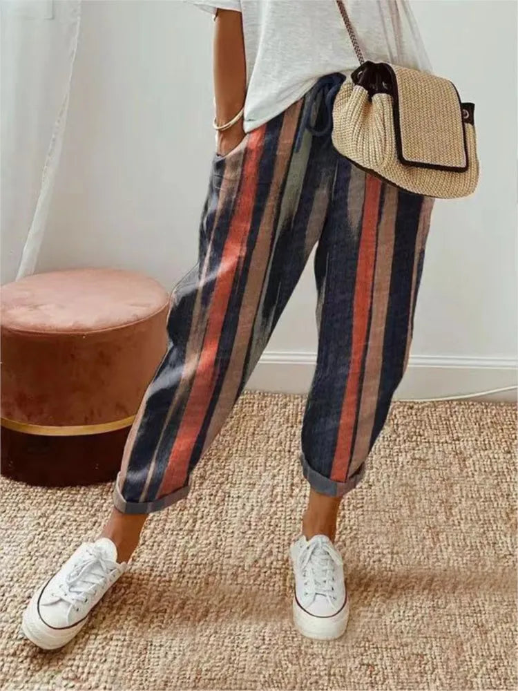 Floral Print Casual Pants for Women by MALEY LifeStyle