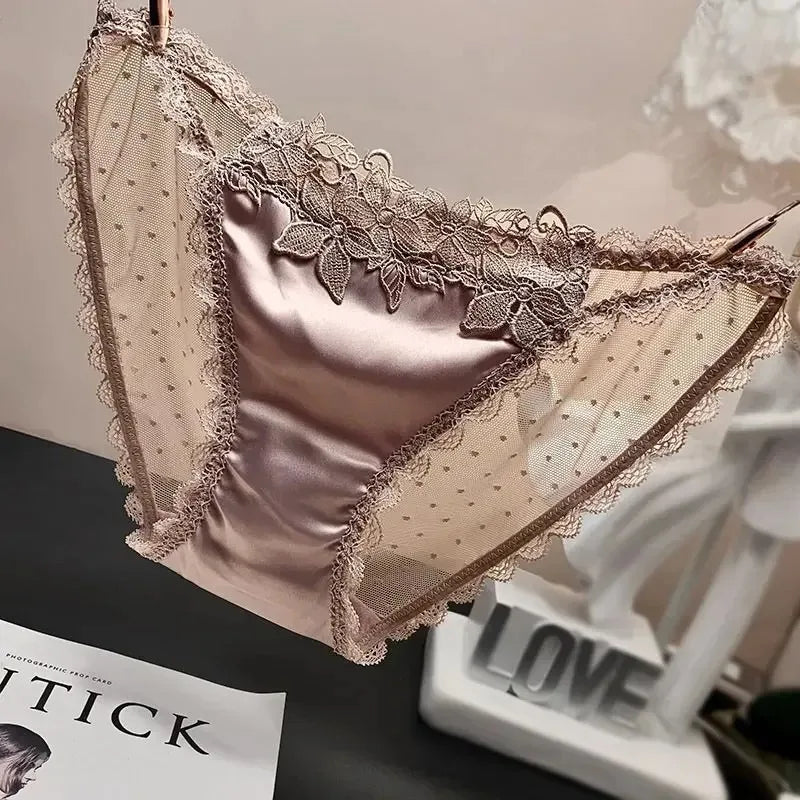 Women's Underwear Sexy Fashionable Satin Lace Thangka Embroidered Transparent Enticing Women's Underwear