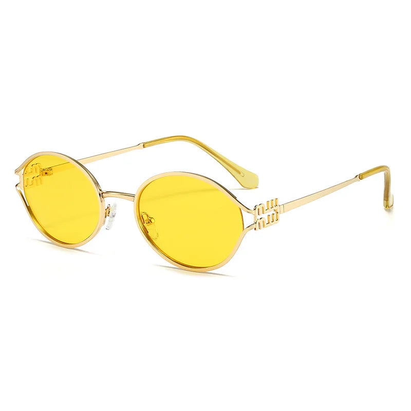 Retro Oval Cat Eye Sunglasses for Women in Alloy Frame