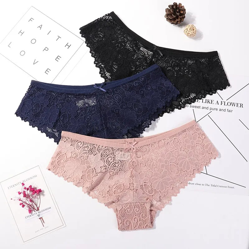 Lace Hollow Briefs Set for Women in Multiple Colors