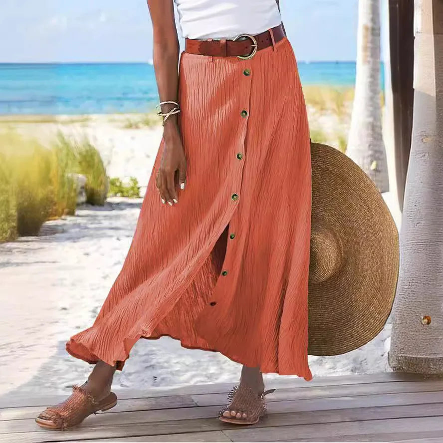 Cotton A-Line Long Skirt for Women by owner girl