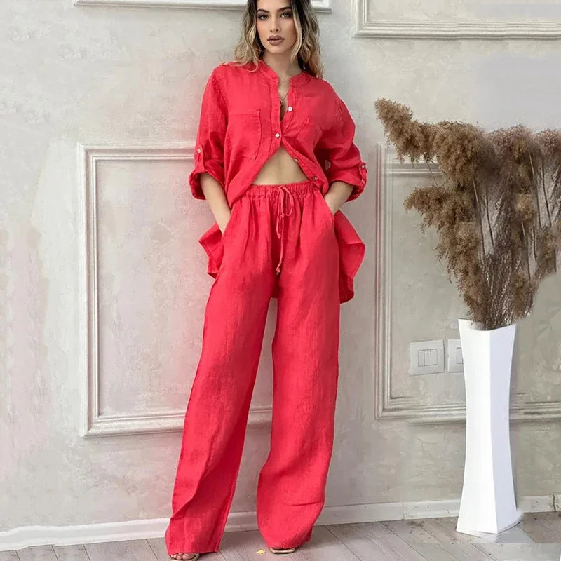 AOLSIN Women Long Sleeve Two Piece Set with Pockets