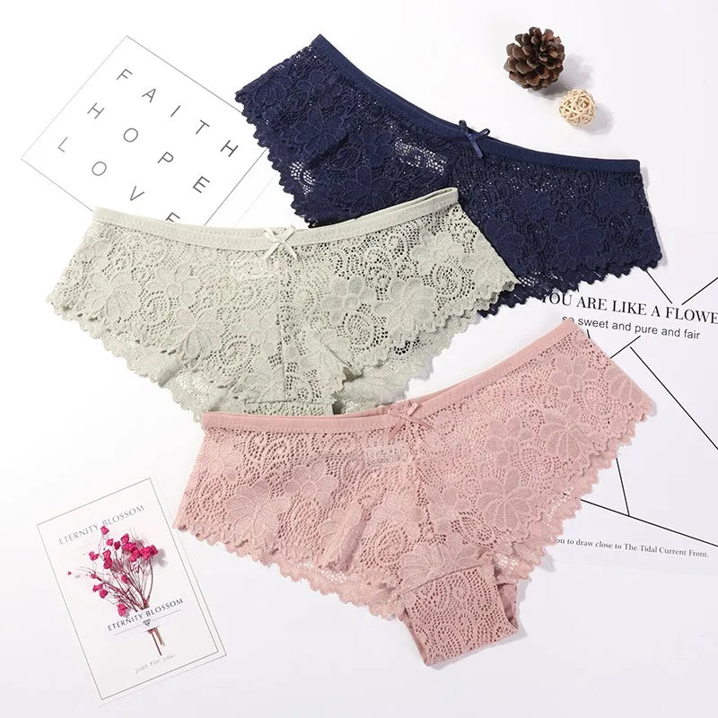 Lace Hollow Briefs Set for Women in Multiple Colors