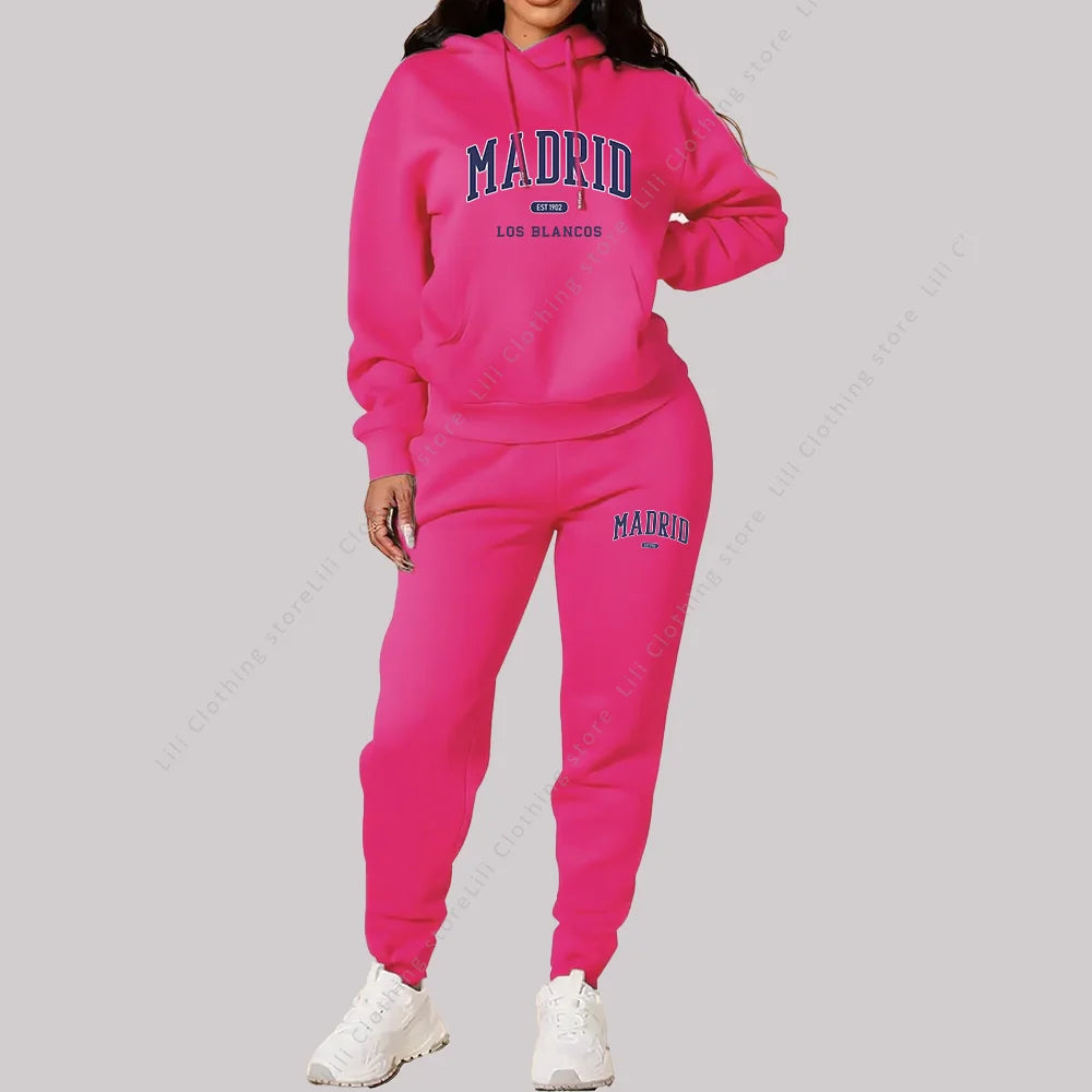 Stylish Women's Hooded Tracksuit Set for Autumn Winter Sports