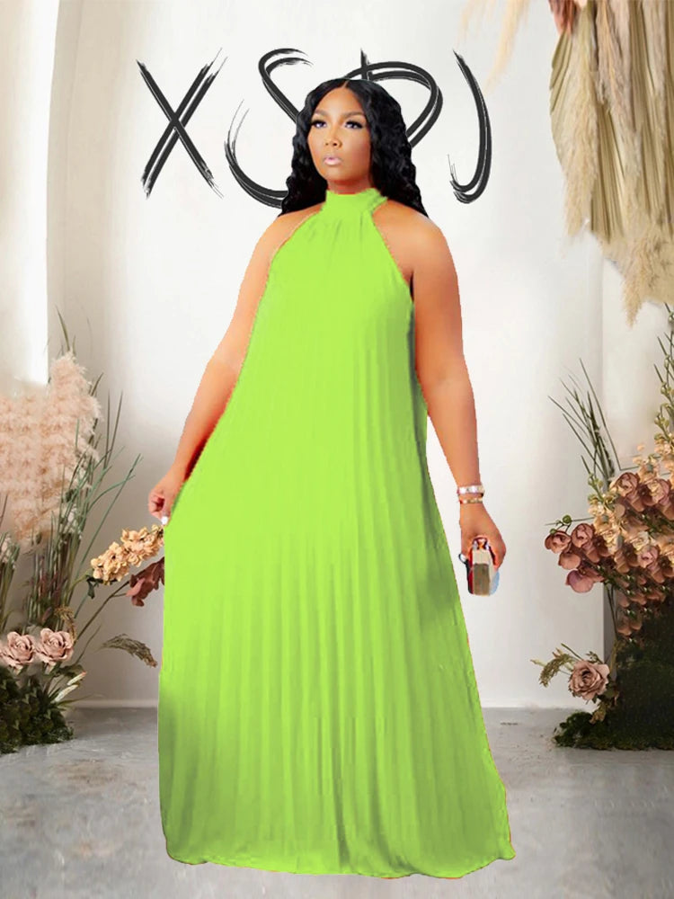 Elegant Plus Size Chiffon Halter Dress for Women