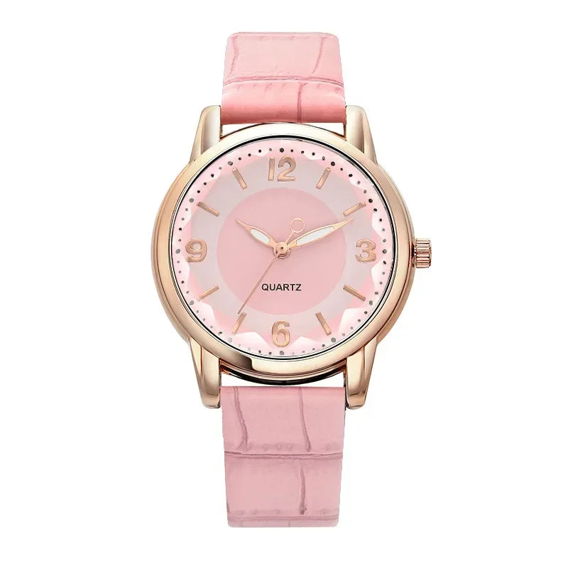 Luxury Women's Quartz Leather Watch with Alloy Case