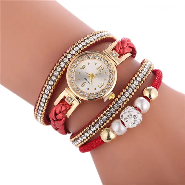 RUNERR Women's Leather Wrap Around Bracelet Watch Fashion