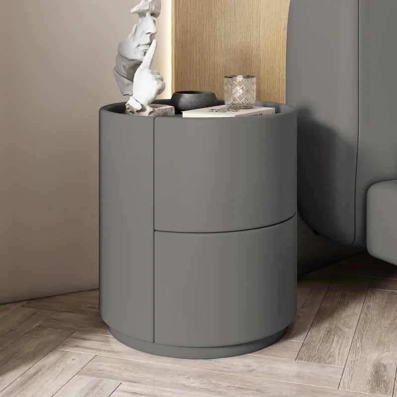 Modern Minimalist Solid Wood Nightstand with Two Drawers