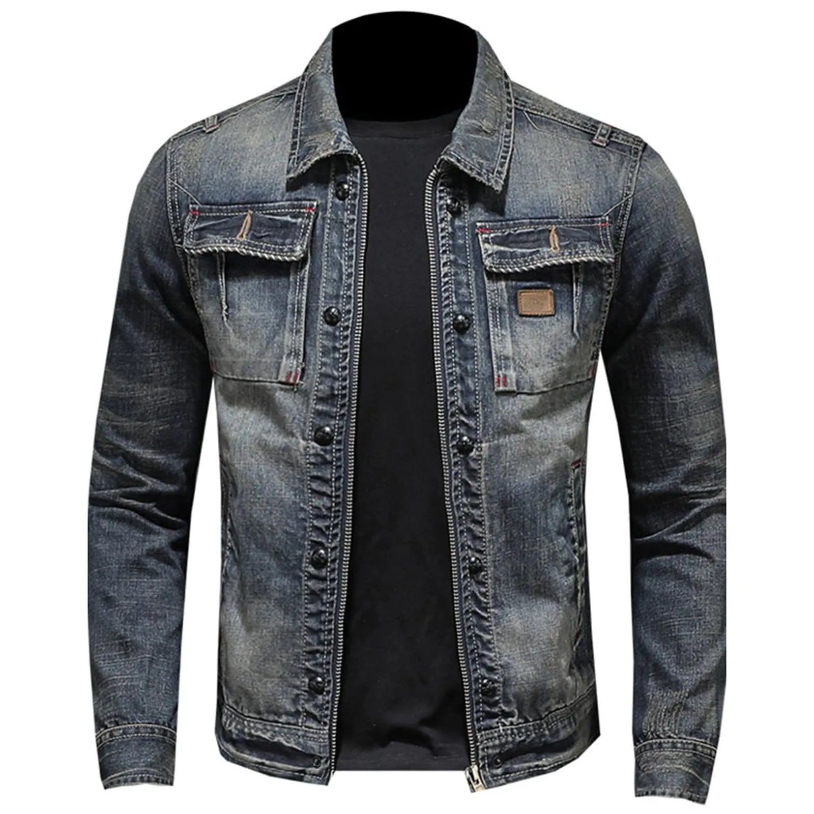 Vintage Denim Jacket Men's With Windbreak Cotton Padded Down Jacket Men's High Quality Classic Fashion New Zipper Padded Jacket