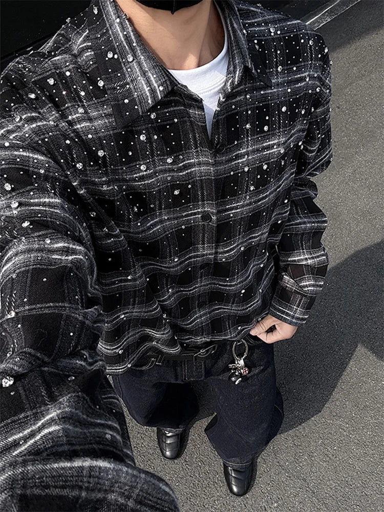 LUZHEN Men's Casual Plaid Long Sleeve Shirt for Spring