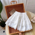 SUMWADI Girls' White Lace Pleated Skirt for Summer 4-6Y