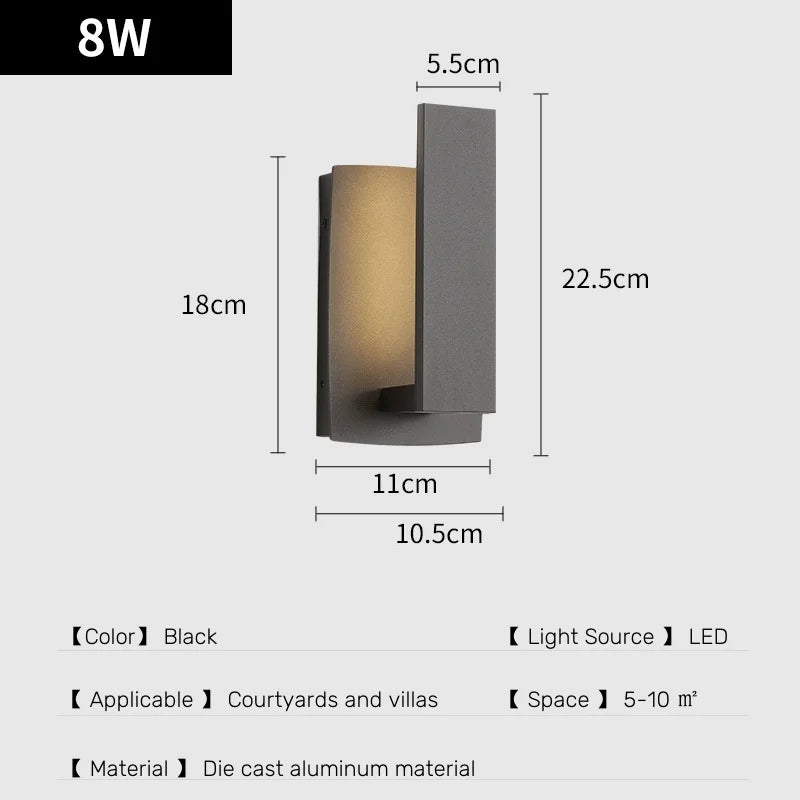 Modern Aluminum Outdoor Waterproof Wall Lamp for Home Lighting