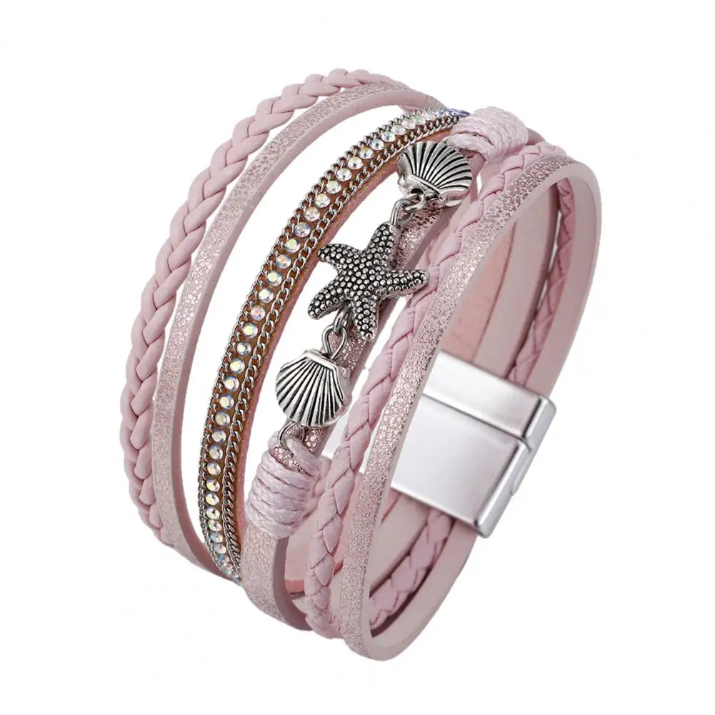 Multi-Layer Bohemian Faux Leather Braided Bracelet for Women