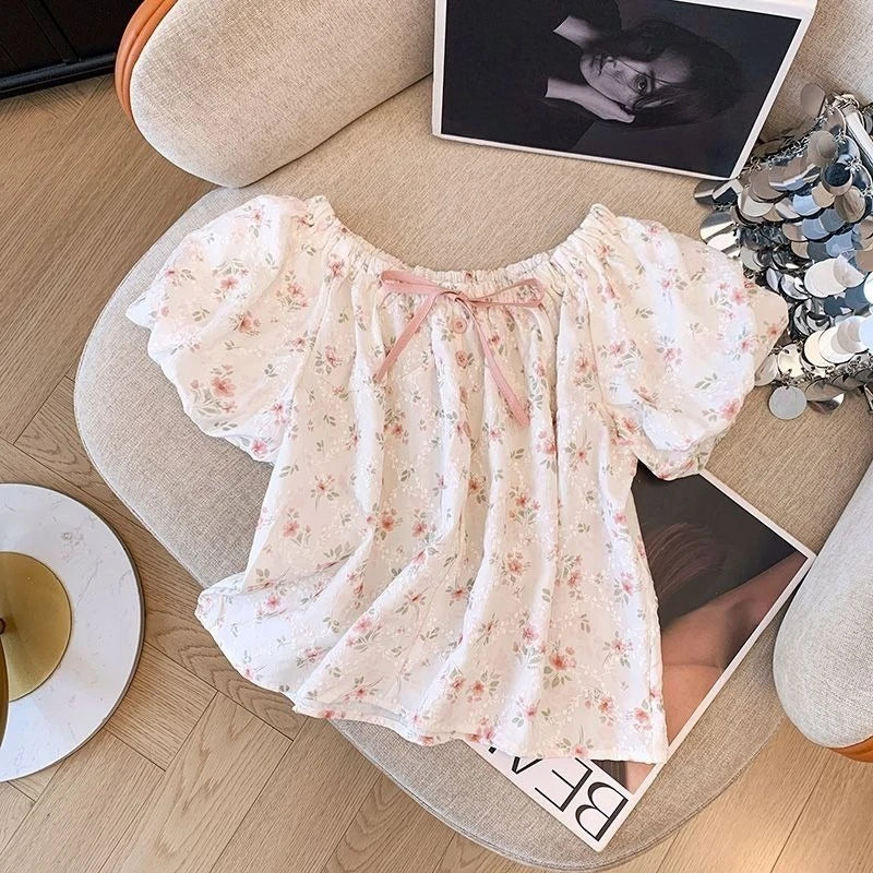 Cute Floral Blouse for Girls Summer Casual Wear