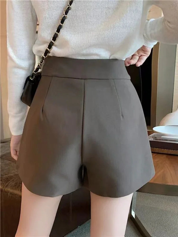 Goghvinci Elegant High Waist Women Shorts in Apricot and Khaki