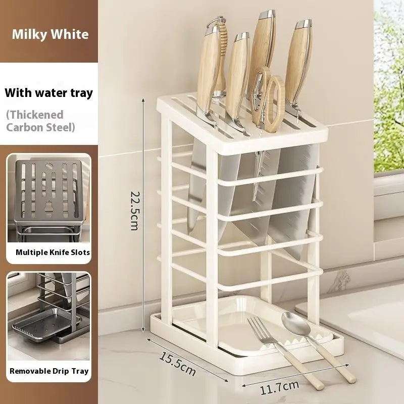 Multi-function Metal Dish Rack and Knife Holder for Kitchen