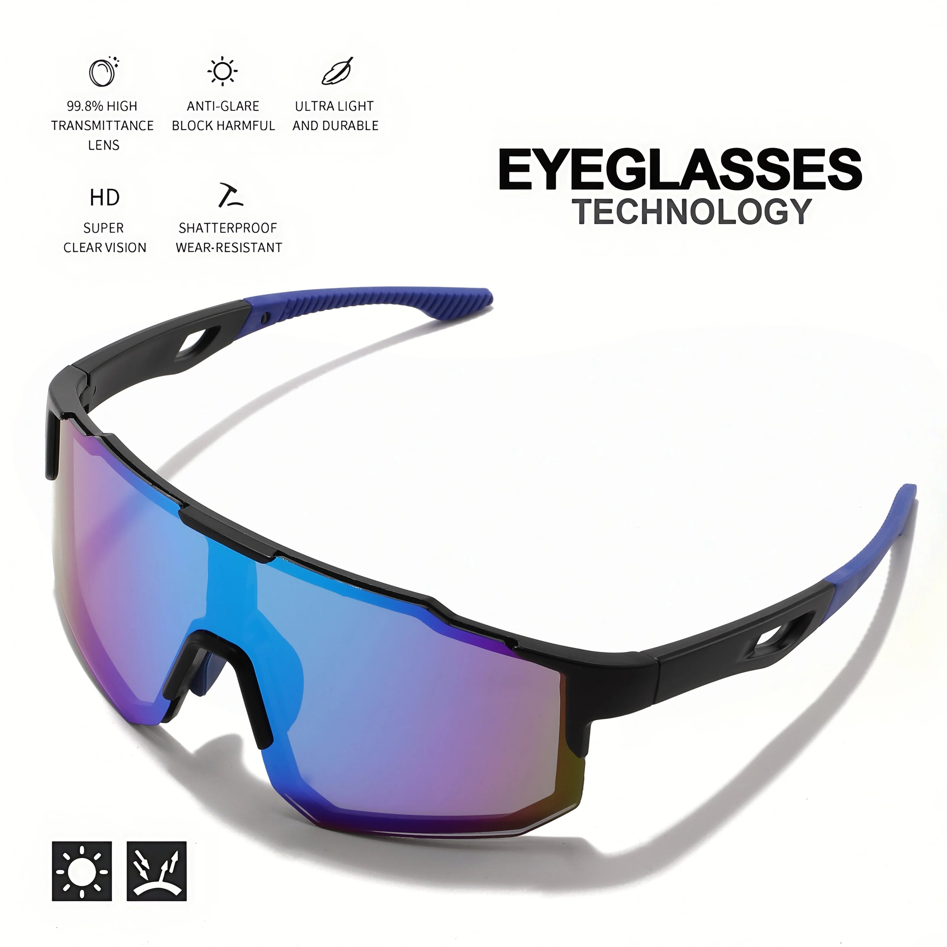 Colorful Oversized Sports Sunglasses for Outdoor Activities