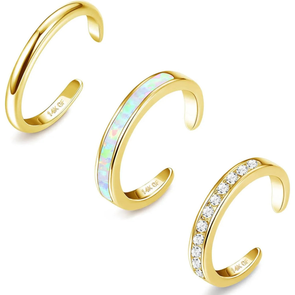 Bobisty Adjustable 14K Gold Plated Toe Rings for Women