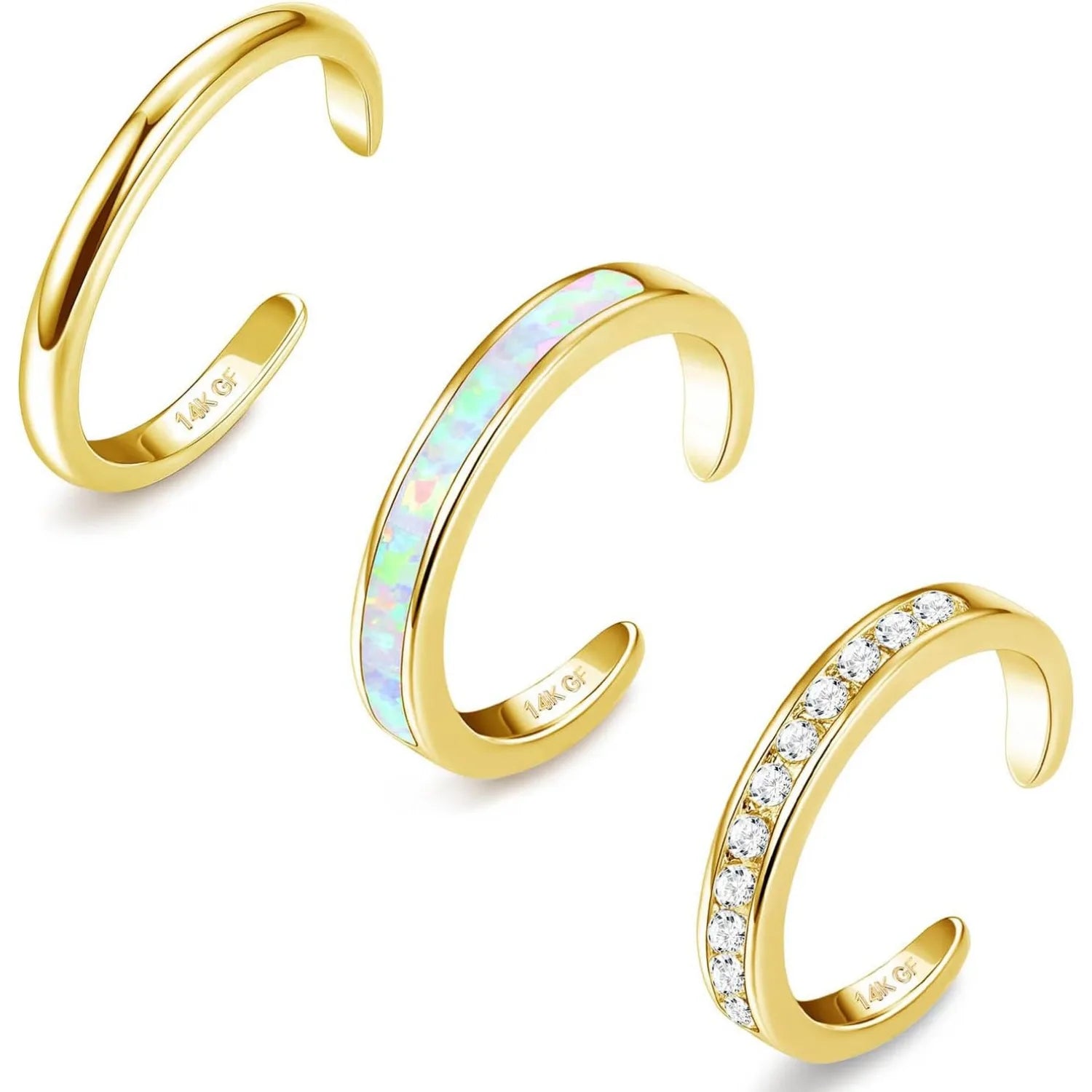 Bobisty Adjustable 14K Gold Plated Toe Rings for Women