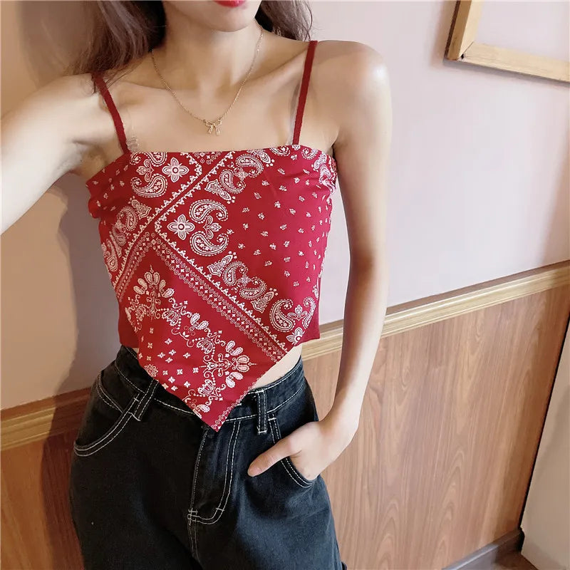 Floral Tank Top for Women in Mercerized Cotton