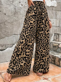 Wide Leg Leopard Print Trousers for Women by MALEY LifeStyle