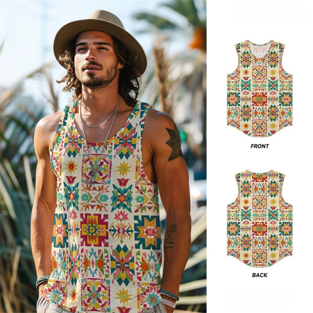 Men's Breathable Polyester Tank Top for Summer Sports