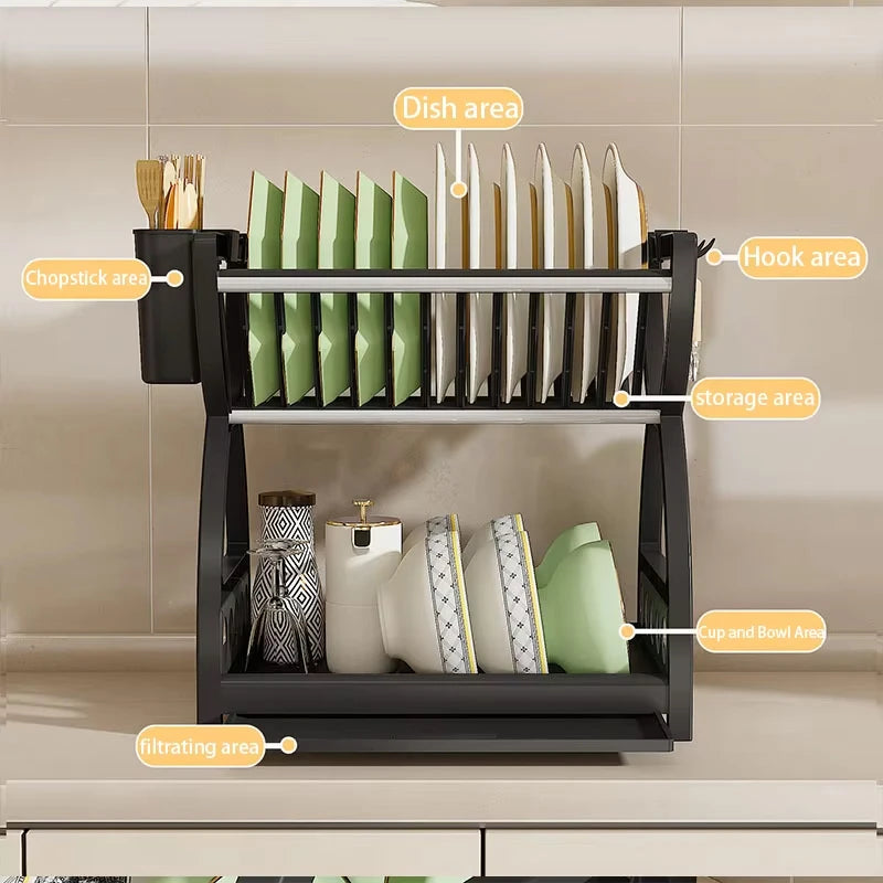 Double-Layer Kitchen Utensil Storage Rack for Space Saving