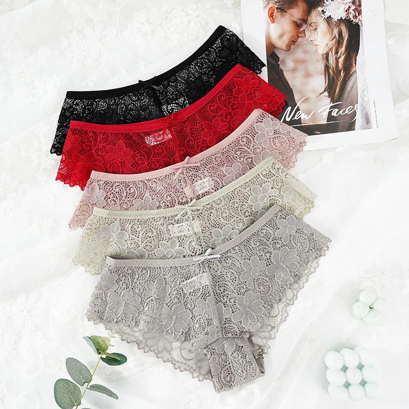Lace Hollow Briefs Set for Women in Multiple Colors
