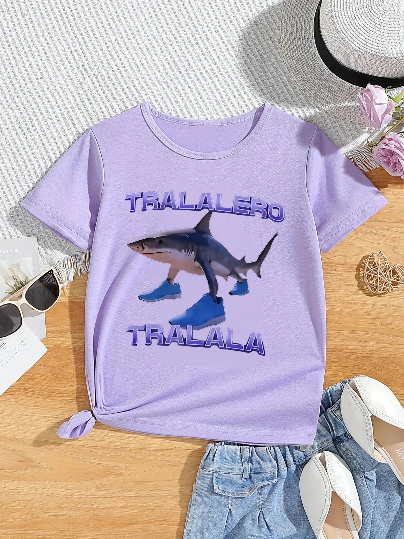 Kawaii Brainrot T-Shirt for Kids with Animal Print