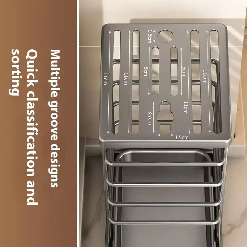 Multi-function Metal Dish Rack and Knife Holder for Kitchen