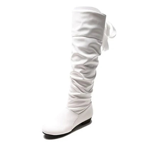 Stylish Knee High Boots for Women in Red, Black, and White
