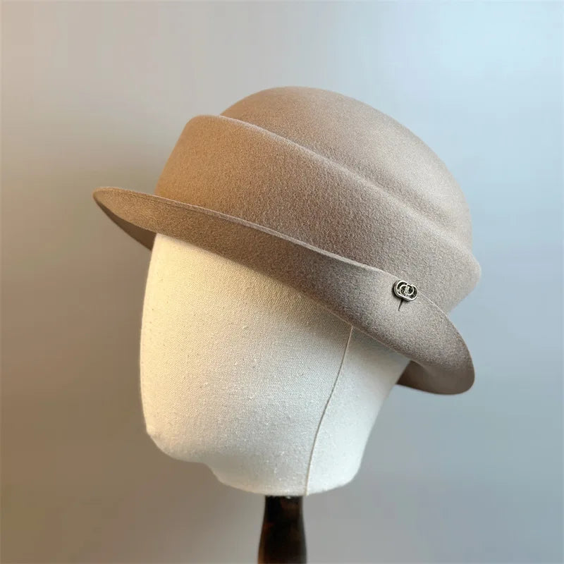 Elegant Wool Fedora Hat for Women in Retro Style