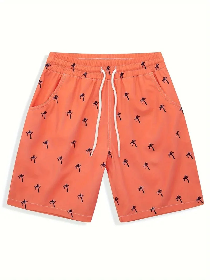 Boys Swimming Shorts Tree Print Quickdry Summer Beachwear