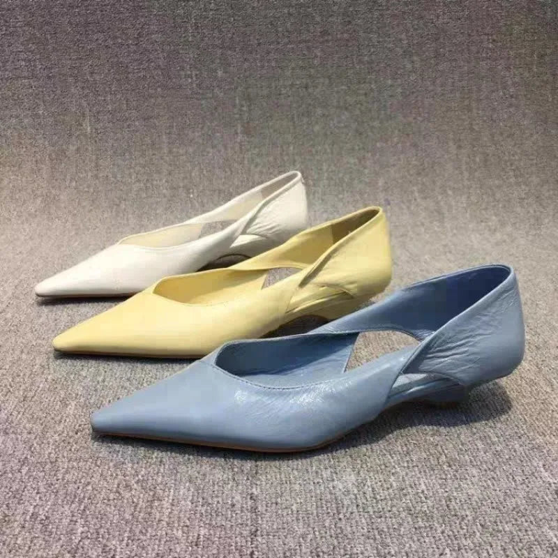 Elegant Blue Slip-On Moccasins for Women with Low Heel