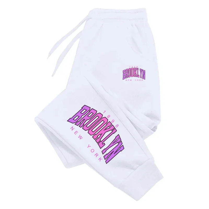 Women's Ankle-Length Polyester Sweatpants with Drawstring